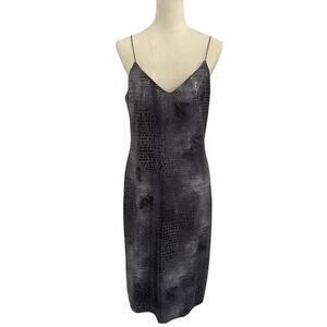 Lyndia Procanik Slip Dress Women 12 Midi Snake Print Lined Stretch Pullover Edgy